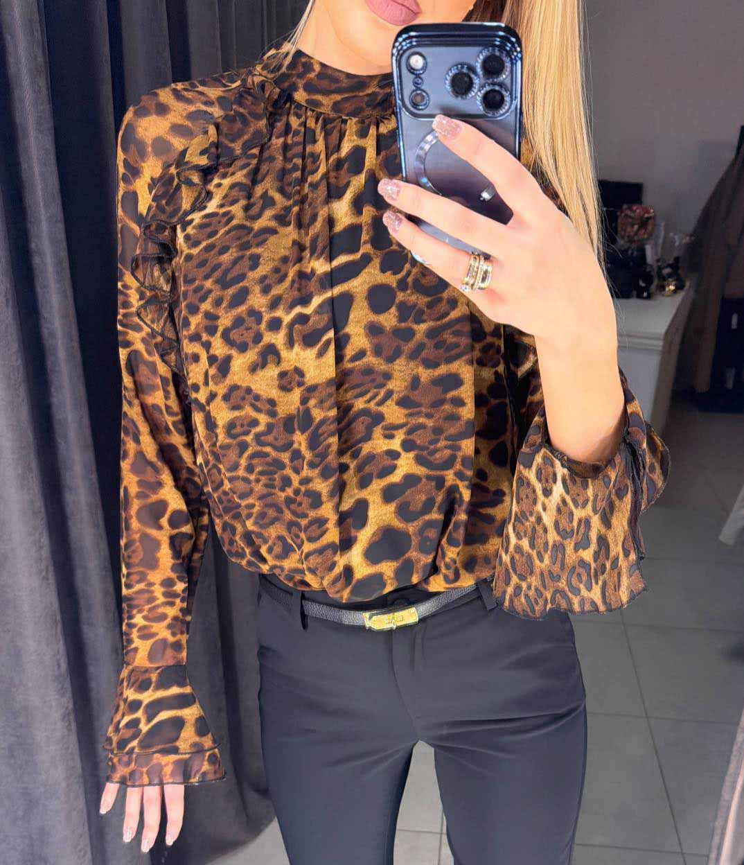 Image5 of Leopard Print Shirt with Ruffles from EME Boutique