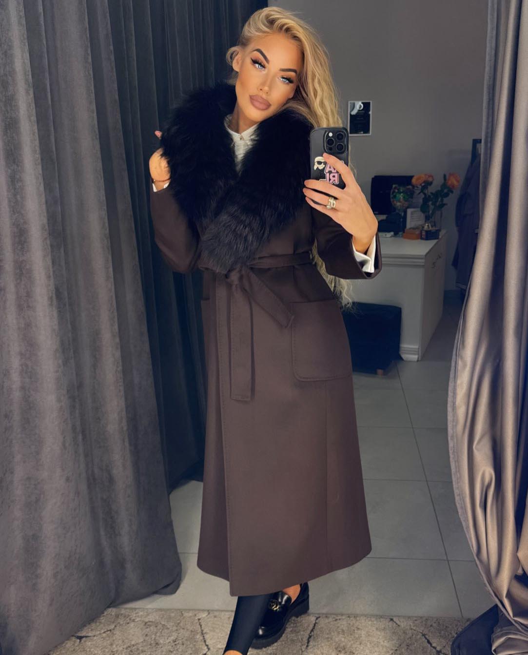 Image5 of Long Brown Coat with Fur Collar from EME Boutique