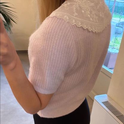 Image5 of Sweater with LANA Wool and A Ribbed Collar Purple from EME Boutique