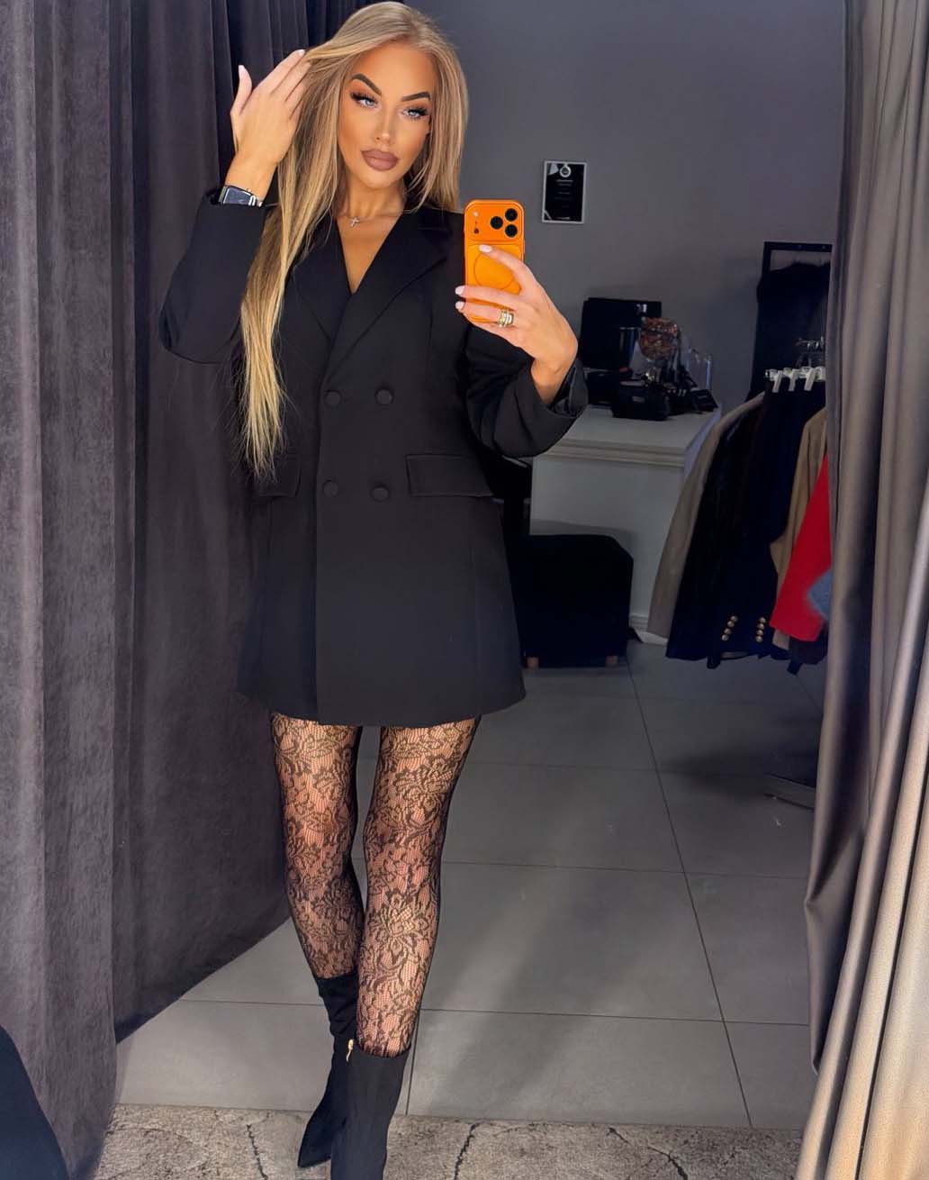 Image6 of Jacket Dress with Adjustable Waist Black from EME Boutique