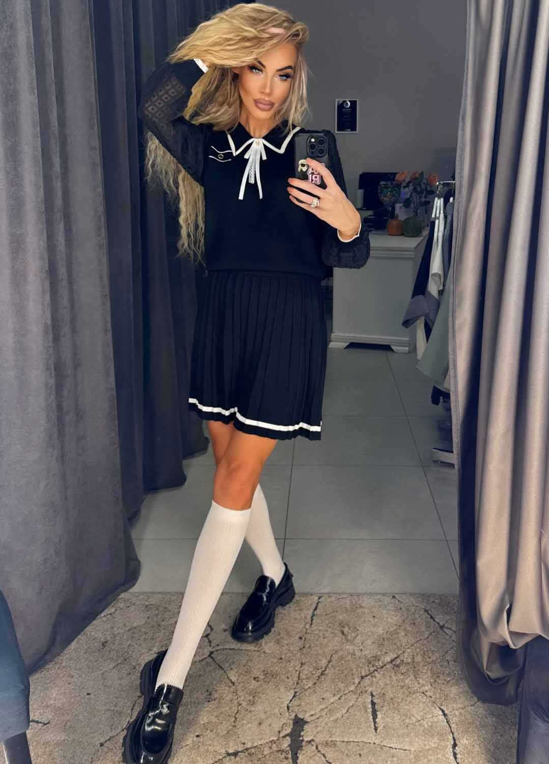 Image7 of Viscose Jumpsuit with Sweater and Pleated Skirt from EME Boutique