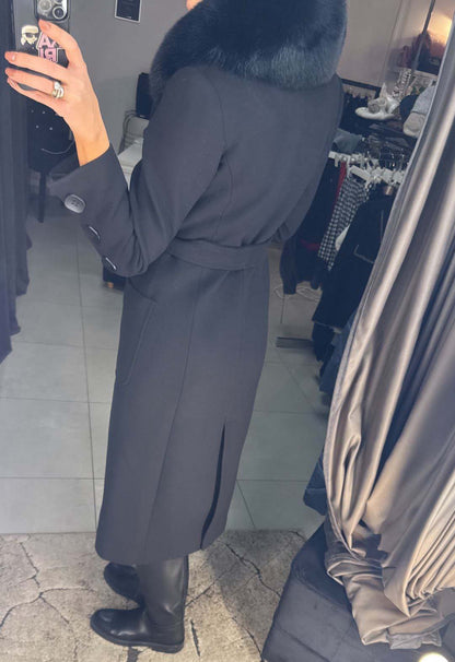 Image8 of Long Cashmere-Wool Coat with Natural Fur and Belt from EME Boutique