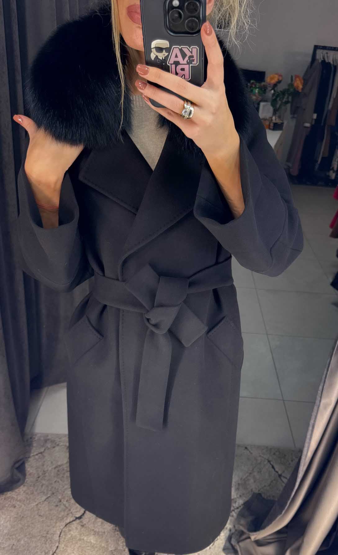 Image8 of Plus-Size Cashmere and Wool Coat with Statement Fur Detail from EME Boutique