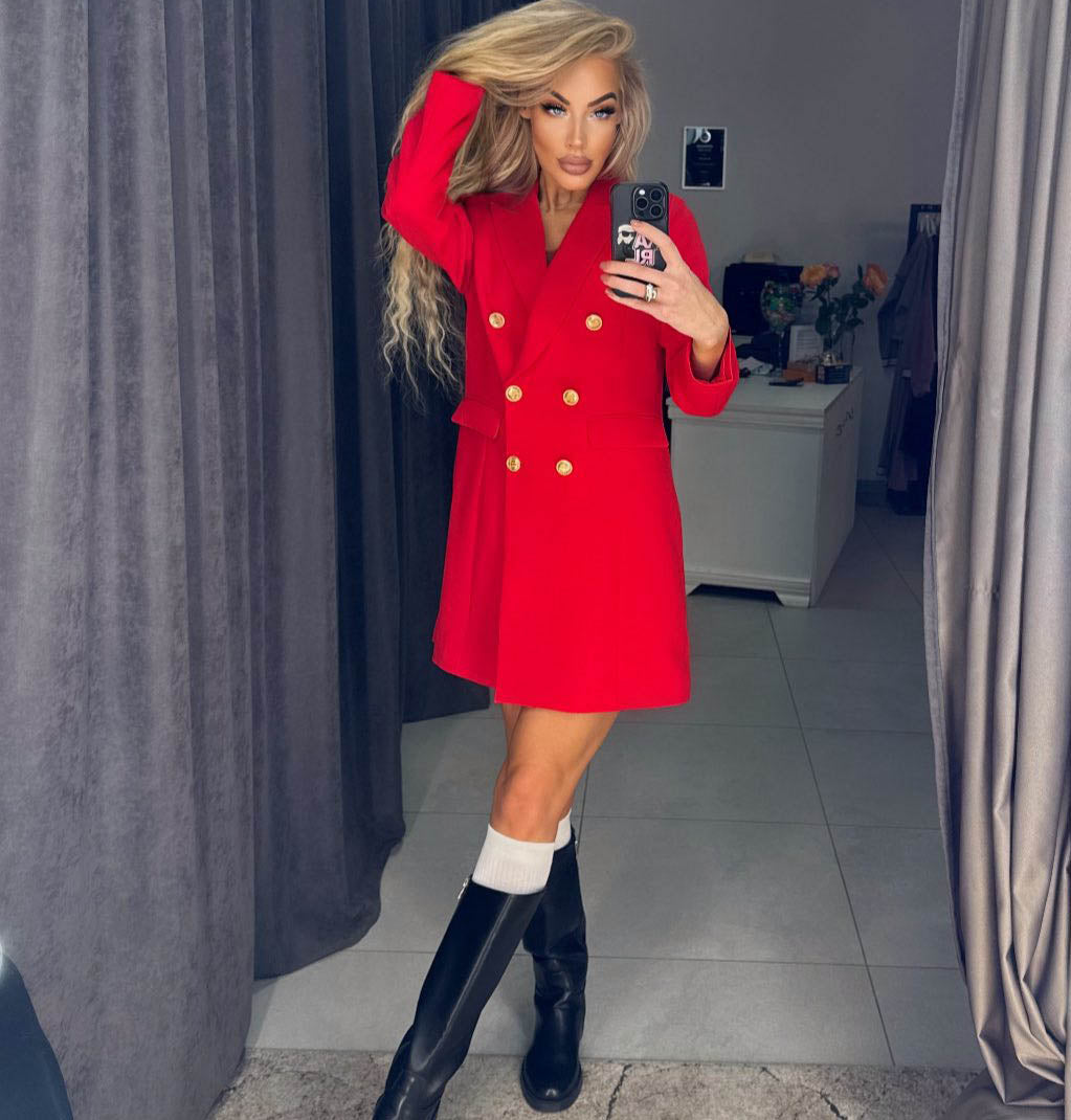 Image9 of Double-Breasted Blazer Dress with Gold Buttons from EME Boutique