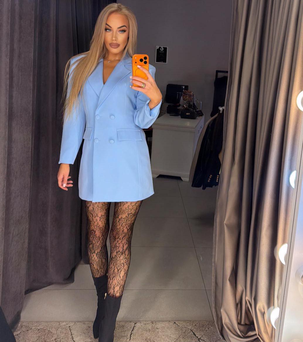 Image9 of Jacket Dress with Adjustable Waist Blue from EME Boutique