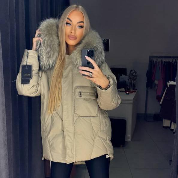 Photo2 of Beige Winter Jacket with Fox Fur from EME boutique