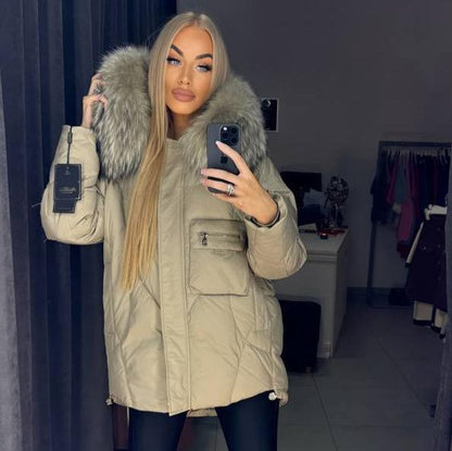 Photo2 of Beige Winter Jacket with Fox Fur from EME boutique