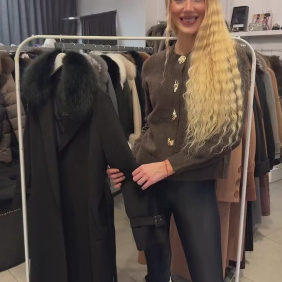 Video1 of Classic Fitted Coat with Elegant Details and Fur Collar from EME Boutique