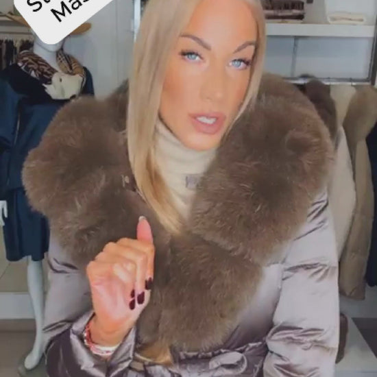 Video of Brown Mid-long Cropped Winter Jacket from EME boutique