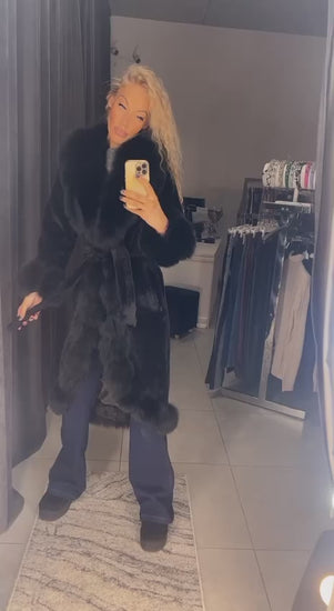 Video of Long Black Alcantara Fur Coat from EME boutique