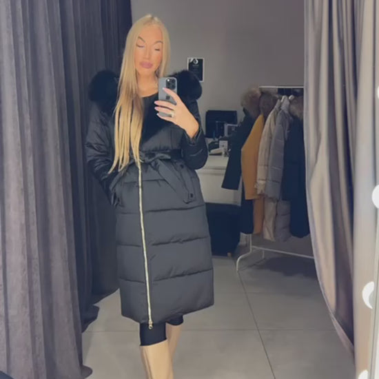 Video1 of Luxurious Winter Coat with Black Fur

