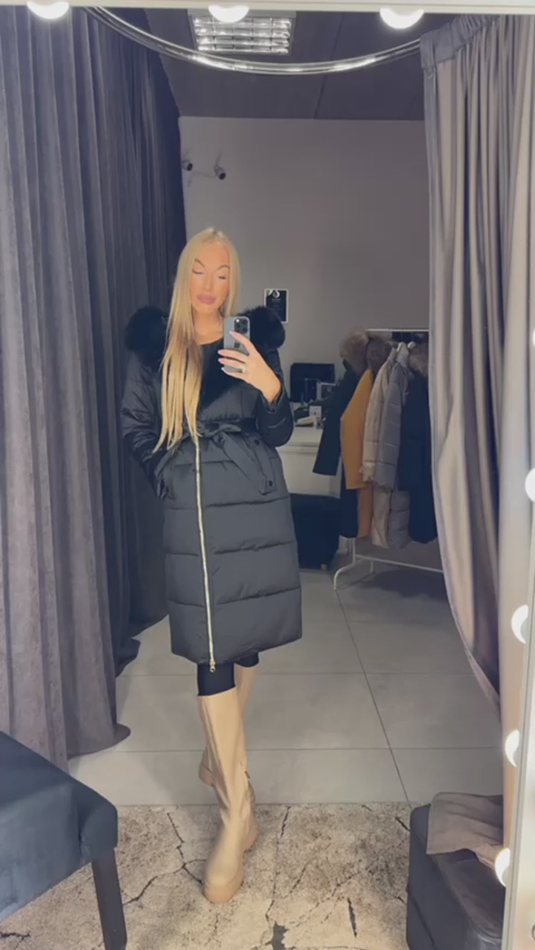 Video1 of Luxurious Winter Coat with Black Fur

