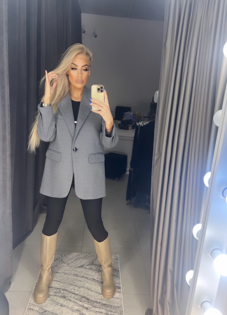 Image2 of Dark Grey Oversize Clasic Jacket From EME boutique